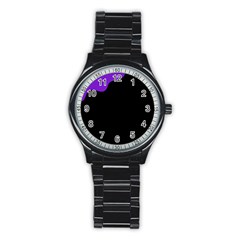 Purple And Black Stainless Steel Round Watch by Valentinaart