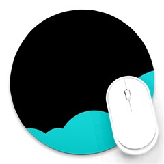 Black And Cyan Round Mousepads by Valentinaart