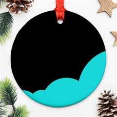 Black And Cyan Ornament (round)  by Valentinaart