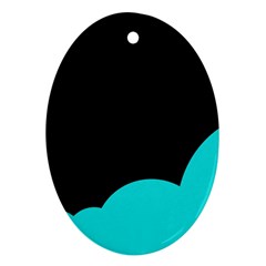 Black And Cyan Ornament (oval)  by Valentinaart