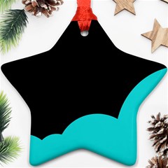 Black And Cyan Ornament (star)  by Valentinaart