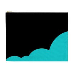 Black And Cyan Cosmetic Bag (xl) by Valentinaart