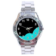 Black And Cyan Stainless Steel Analogue Watch by Valentinaart