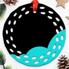 Black And Cyan Ornament (round Filigree)  by Valentinaart