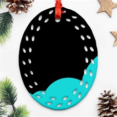 Black And Cyan Oval Filigree Ornament (2-side)  by Valentinaart