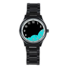 Black And Cyan Stainless Steel Round Watch by Valentinaart