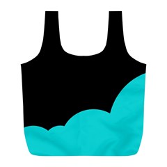 Black And Cyan Full Print Recycle Bags (l)  by Valentinaart