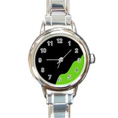 Black And Green Round Italian Charm Watch by Valentinaart