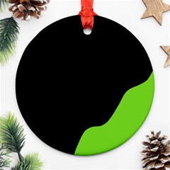 Black And Green Ornament (round)  by Valentinaart