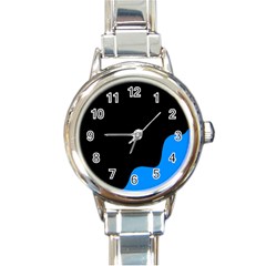 Blue And Black Round Italian Charm Watch by Valentinaart