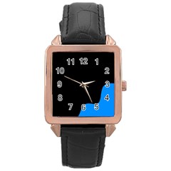 Blue And Black Rose Gold Leather Watch 