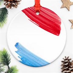 Tricolor Banner Flag, Red White Blue Ornament (round)  by picsaspassion