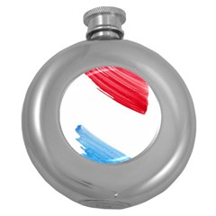 Tricolor Banner Flag, Red White Blue Round Hip Flask (5 Oz) by picsaspassion