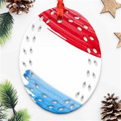 Tricolor Banner Flag, Red White Blue Oval Filigree Ornament (2-side)  by picsaspassion