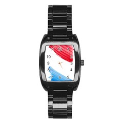 Tricolor Banner Flag, Red White Blue Stainless Steel Barrel Watch by picsaspassion