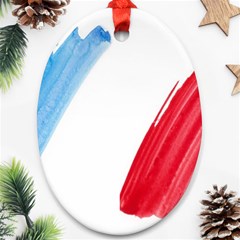 Tricolor Banner Flag France, Blue White Red Watercolor Ornament (oval)  by picsaspassion