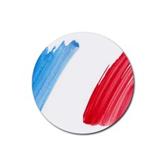 Tricolor Banner Flag France, Blue White Red Watercolor Rubber Round Coaster (4 Pack)  by picsaspassion