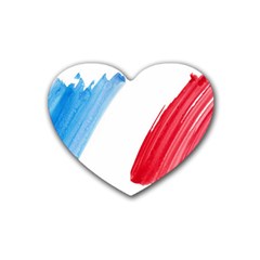 Tricolor Banner Flag France, Blue White Red Watercolor Heart Coaster (4 Pack)  by picsaspassion