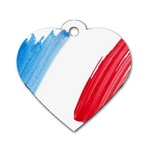 Tricolor banner flag France, blue white red watercolor Dog Tag Heart (One Side) Front