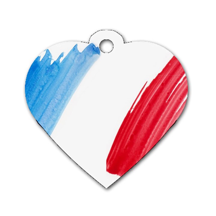 Tricolor banner flag France, blue white red watercolor Dog Tag Heart (One Side)