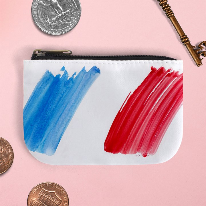 Tricolor banner flag France, blue white red watercolor Mini Coin Purses