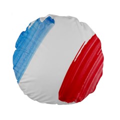 Tricolor Banner Flag France, Blue White Red Watercolor Standard 15  Premium Round Cushions by picsaspassion