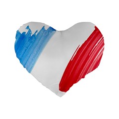 Tricolor Banner Flag France, Blue White Red Watercolor Standard 16  Premium Heart Shape Cushions by picsaspassion