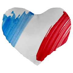 Tricolor Banner Flag France, Blue White Red Watercolor Large 19  Premium Heart Shape Cushions by picsaspassion