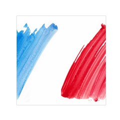 Tricolor Banner Flag France, Blue White Red Watercolor Small Satin Scarf (square) by picsaspassion