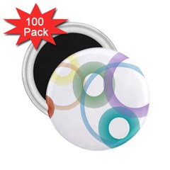 Rainbow Colors Circles 2 25  Magnets (100 Pack)  by picsaspassion