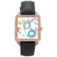 Rainbow Colors Circles Rose Gold Leather Watch  by picsaspassion