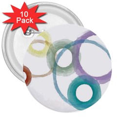 Rainbow Color Circles, Watercolor - Aquarel Painting 3  Buttons (10 Pack)  by picsaspassion