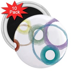 Rainbow Color Circles, Watercolor - Aquarel Painting 3  Magnets (10 Pack) 