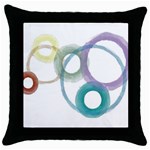 Rainbow color circles, watercolor - aquarel painting Throw Pillow Case (Black) Front