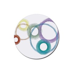 Rainbow Color Circles, Watercolor - Aquarel Painting Rubber Coaster (round)  by picsaspassion