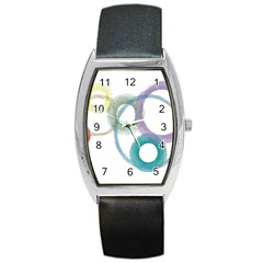 Rainbow Color Circles, Watercolor - Aquarel Painting Barrel Style Metal Watch by picsaspassion