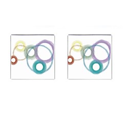 Rainbow Color Circles, Watercolor - Aquarel Painting Cufflinks (square) by picsaspassion