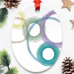 Rainbow Color Circles, Watercolor - Aquarel Painting Oval Ornament (two Sides) by picsaspassion