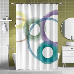 Rainbow Color Circles, Watercolor - Aquarel Painting Shower Curtain 48  X 72  (small)  by picsaspassion