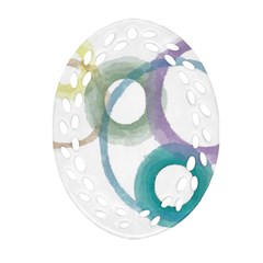 Rainbow Color Circles, Watercolor - Aquarel Painting Oval Filigree Ornament (2-side)  by picsaspassion