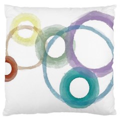 Rainbow Color Circles, Watercolor - Aquarel Painting Large Cushion Case (two Sides) by picsaspassion