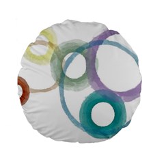 Rainbow Color Circles, Watercolor - Aquarel Painting Standard 15  Premium Round Cushions by picsaspassion