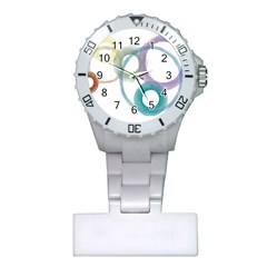 Rainbow Color Circles, Watercolor - Aquarel Painting Plastic Nurses Watch