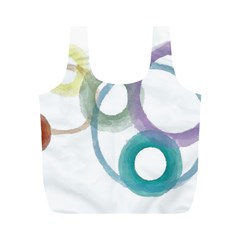 Rainbow Color Circles, Watercolor - Aquarel Painting Full Print Recycle Bags (m)  by picsaspassion