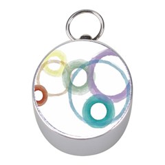 Rainbow Color Circles, Watercolor - Aquarel Painting Mini Silver Compasses by picsaspassion