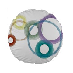 Rainbow Color Circles, Watercolor - Aquarel Painting Standard 15  Premium Flano Round Cushions by picsaspassion