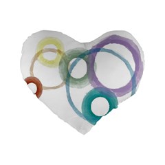 Rainbow Color Circles, Watercolor - Aquarel Painting Standard 16  Premium Flano Heart Shape Cushions by picsaspassion