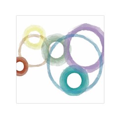 Rainbow Color Circles, Watercolor - Aquarel Painting Small Satin Scarf (square) by picsaspassion