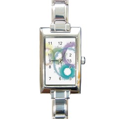 Rainbow Color Circles, Paintbrush Aquarel Rectangle Italian Charm Watch by picsaspassion