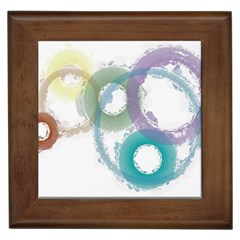 Rainbow Color Circles, Paintbrush Aquarel Framed Tiles